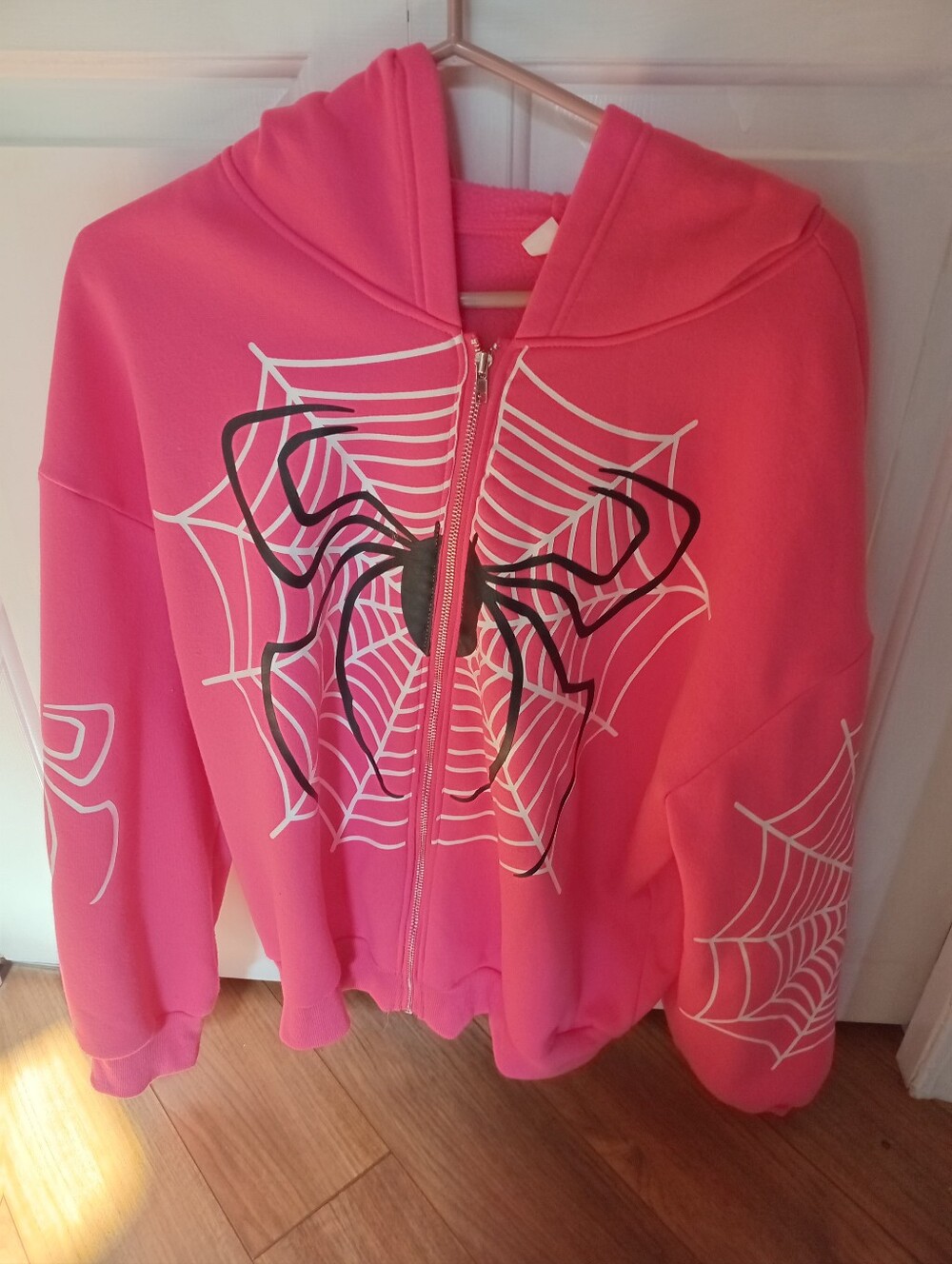 Women's Pink Spider Hoodie Large